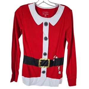 Red Santa Pajama 2 pc. Set Long‎ Sleeve Shirt Pants Christmas Medium UNISEX